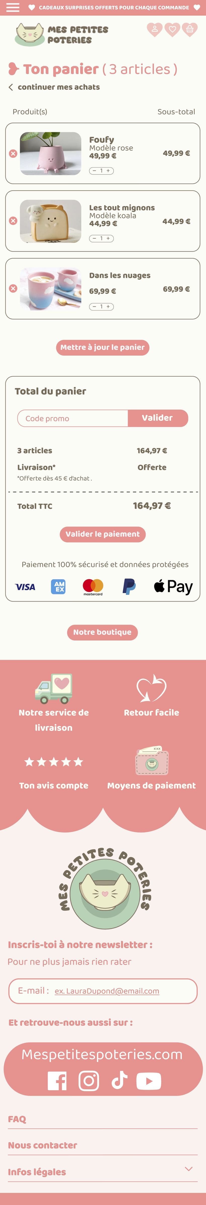 Panier — icônes de confiance & paiement
